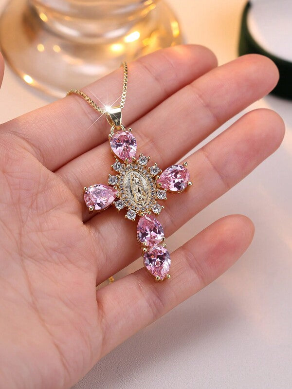 Divine Mercy Gold Cross Necklace