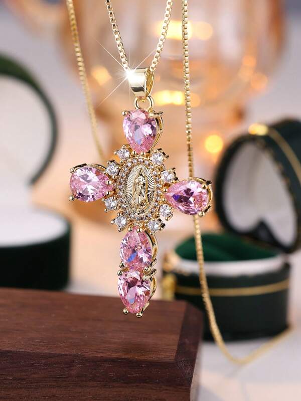 Divine Mercy Gold Cross Necklace