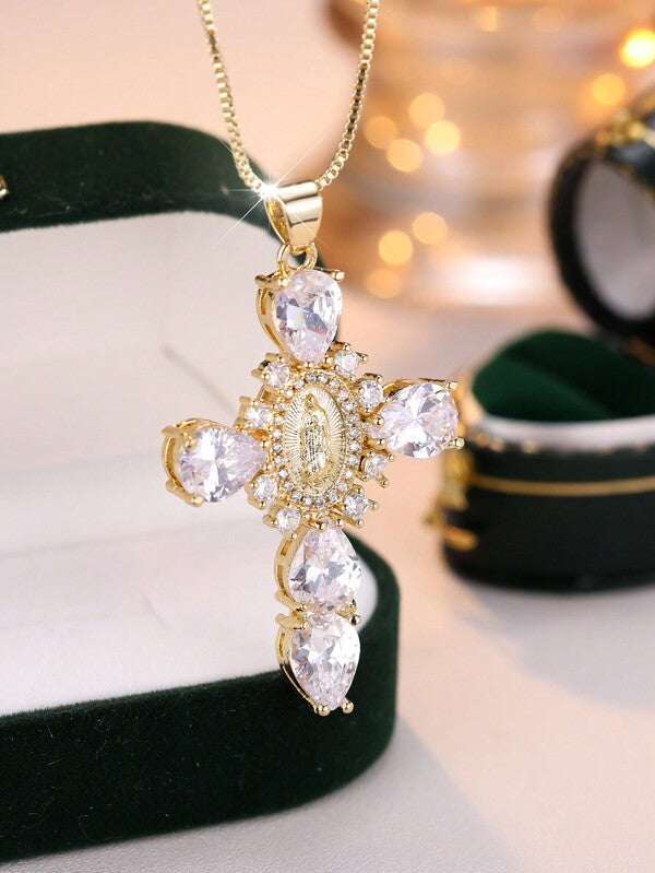 Divine Mercy Gold Cross Necklace