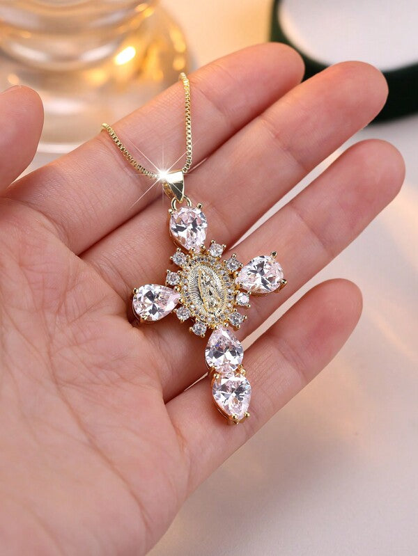 Divine Mercy Gold Cross Necklace