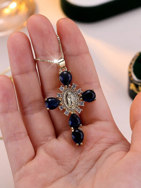 Divine Mercy Gold Cross Necklace
