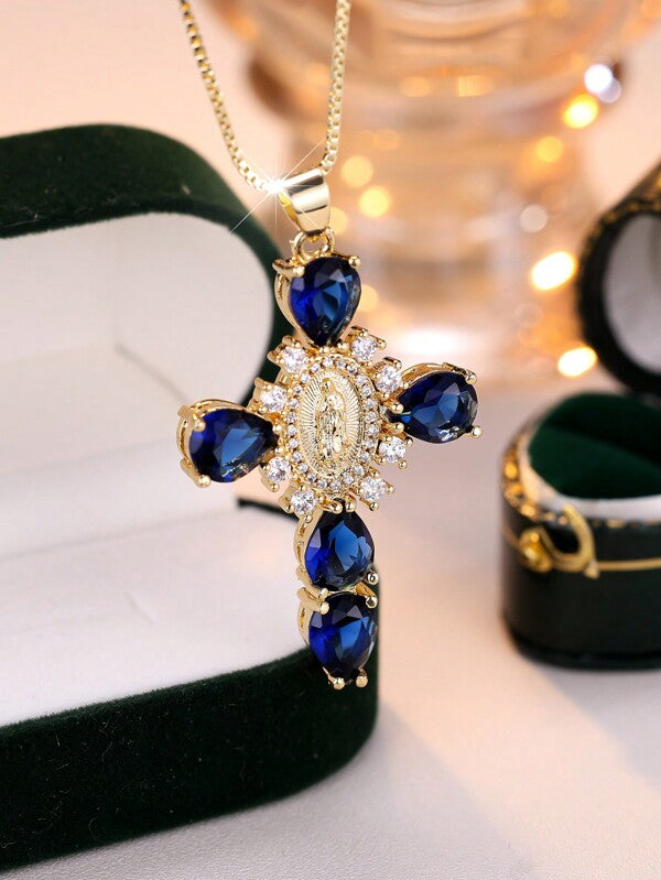 Divine Mercy Gold Cross Necklace