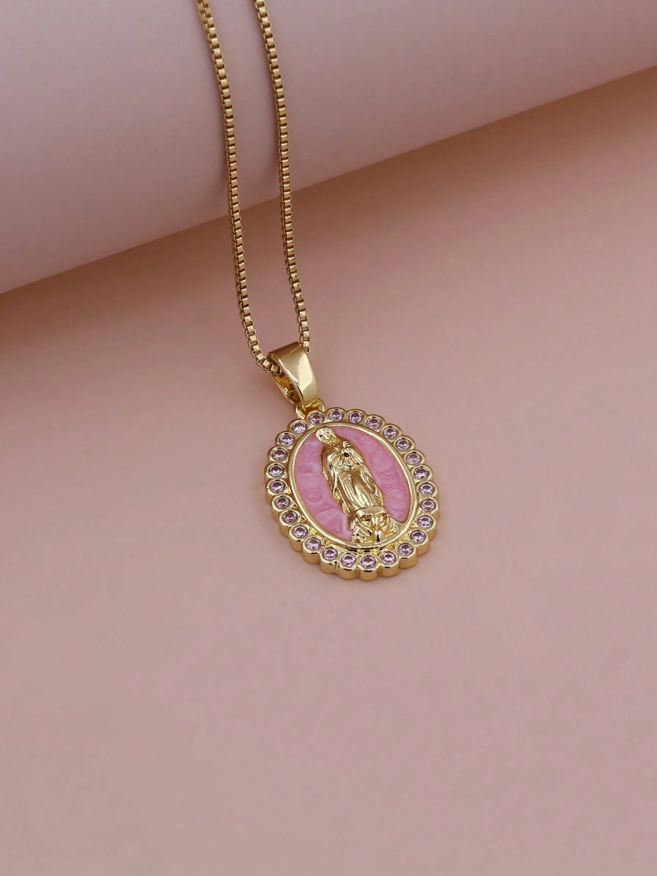 Virgin Mary Enamel Necklace