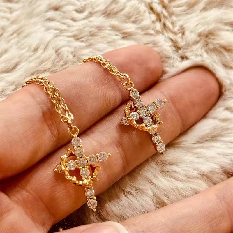 Crowned in Glory Cross Necklace