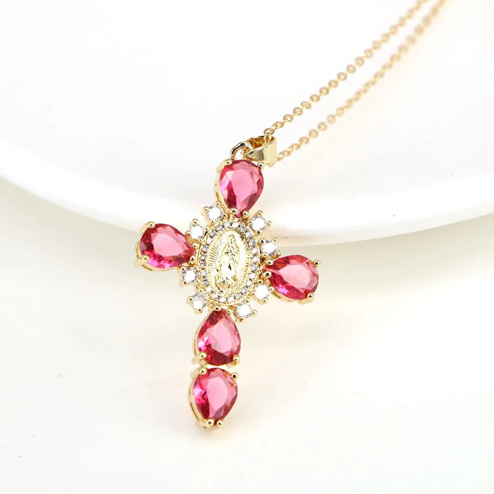 Divine Mercy Gold Cross Necklace