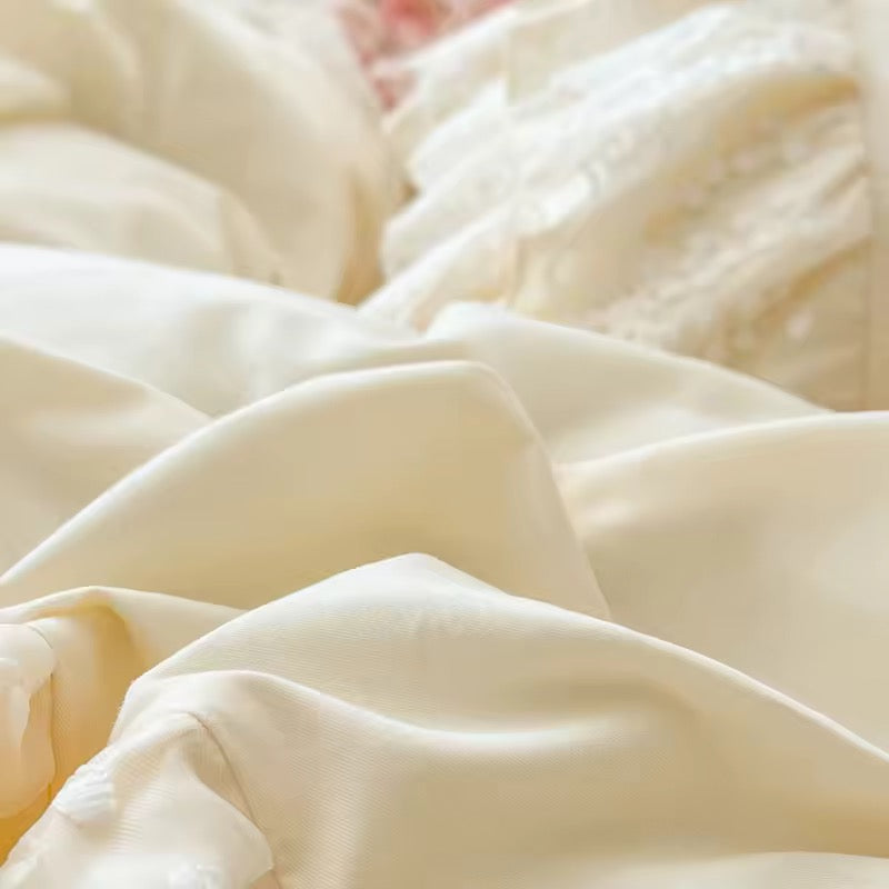 Beige French Princess Lace Bedding set