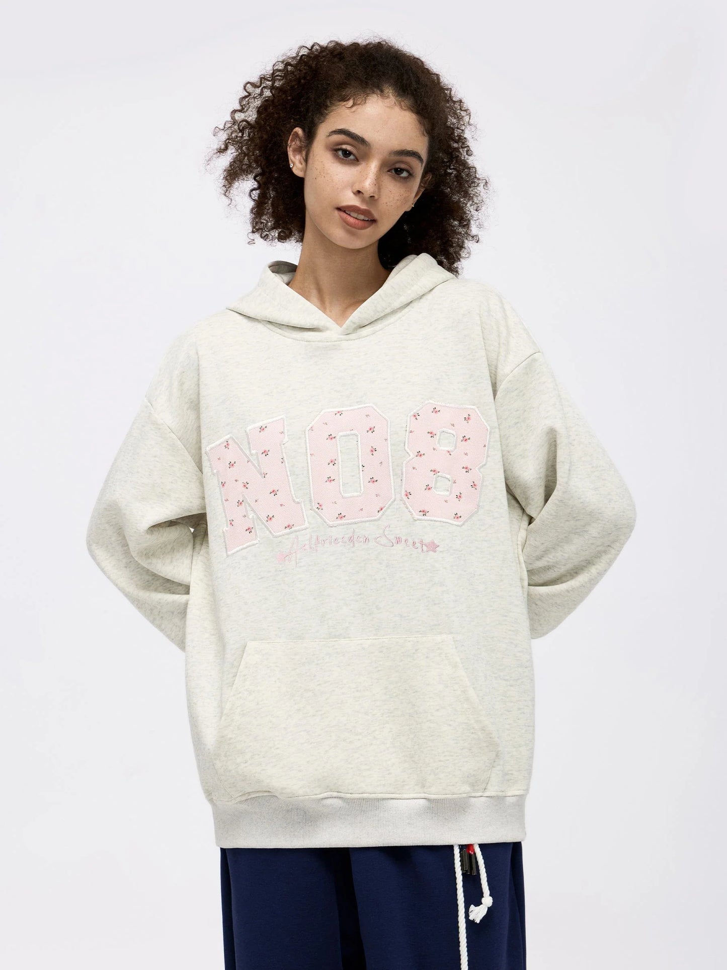 N08 Flower Applique Hoodie