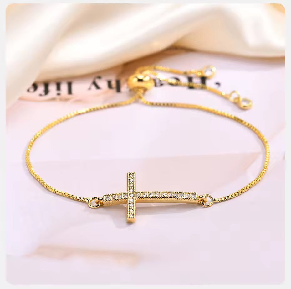 Faith Over Fear Cross Bracelet