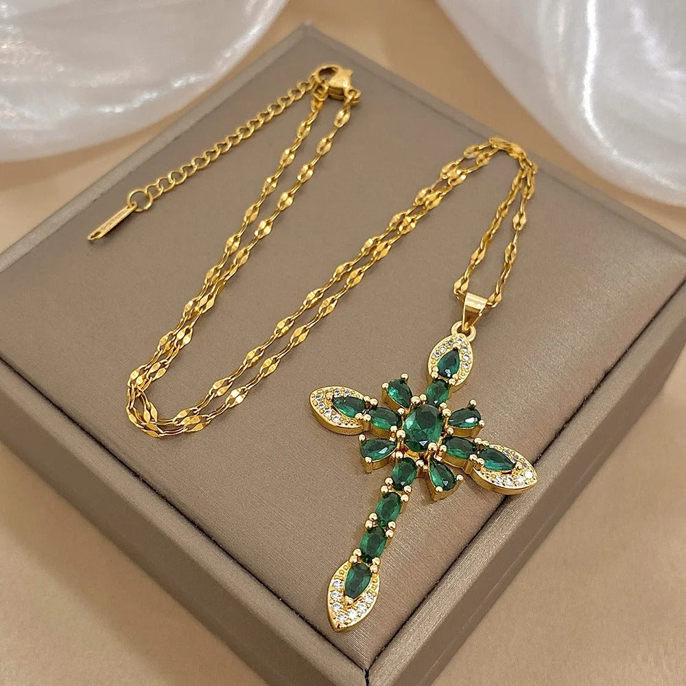 Devotion Zirconia Cross Necklace