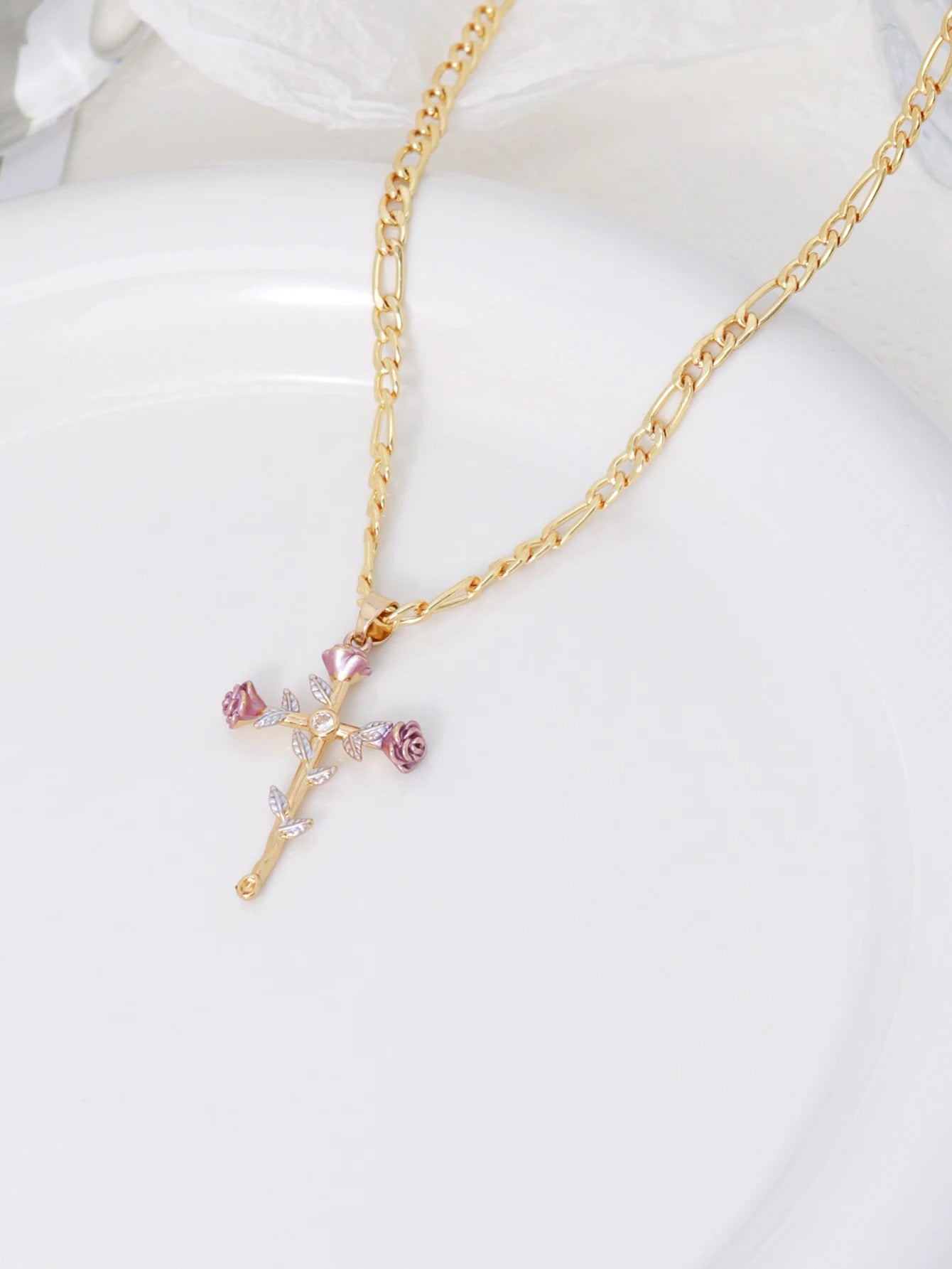 Eternal Bloom Rose Cross Necklace