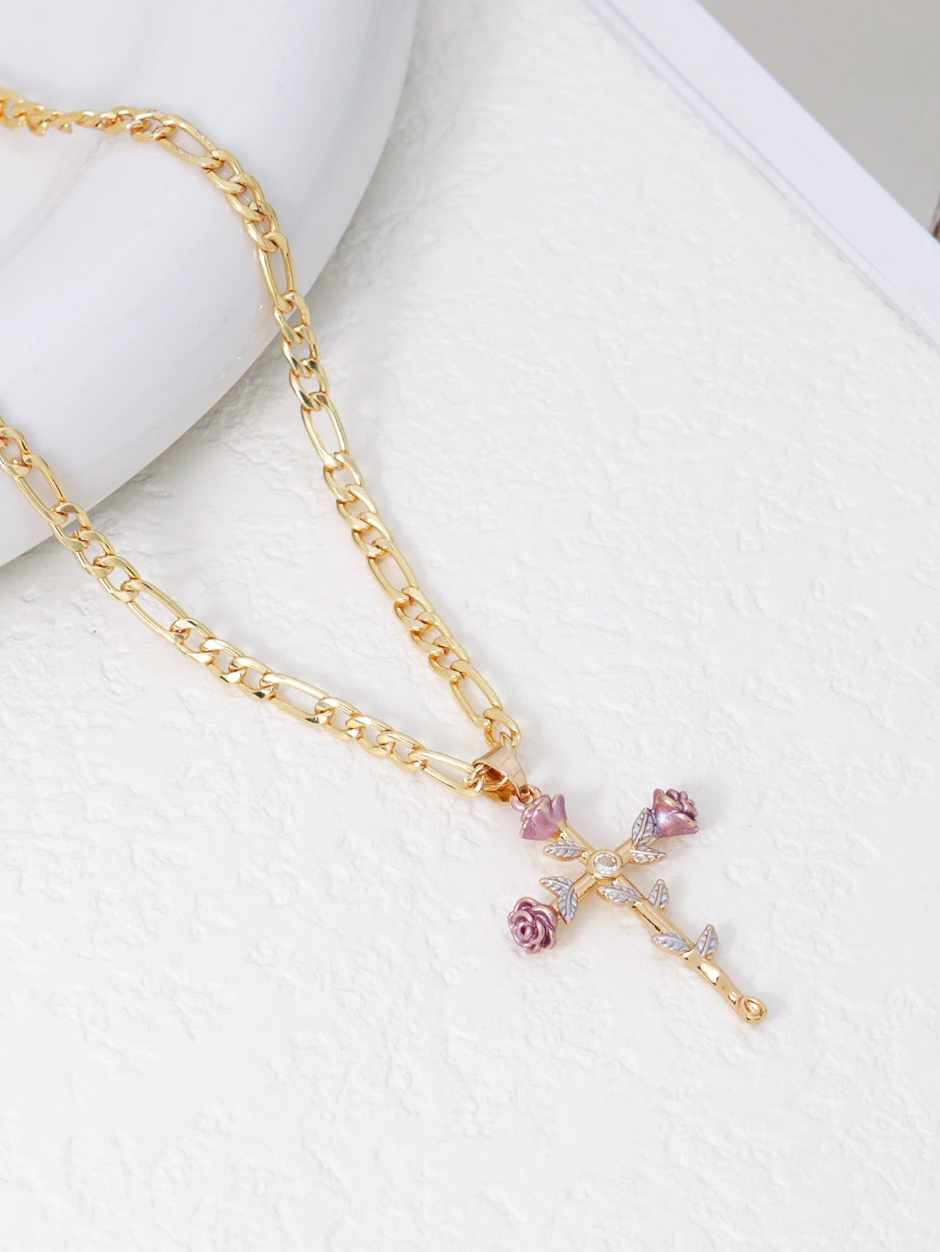 Eternal Bloom Rose Cross Necklace
