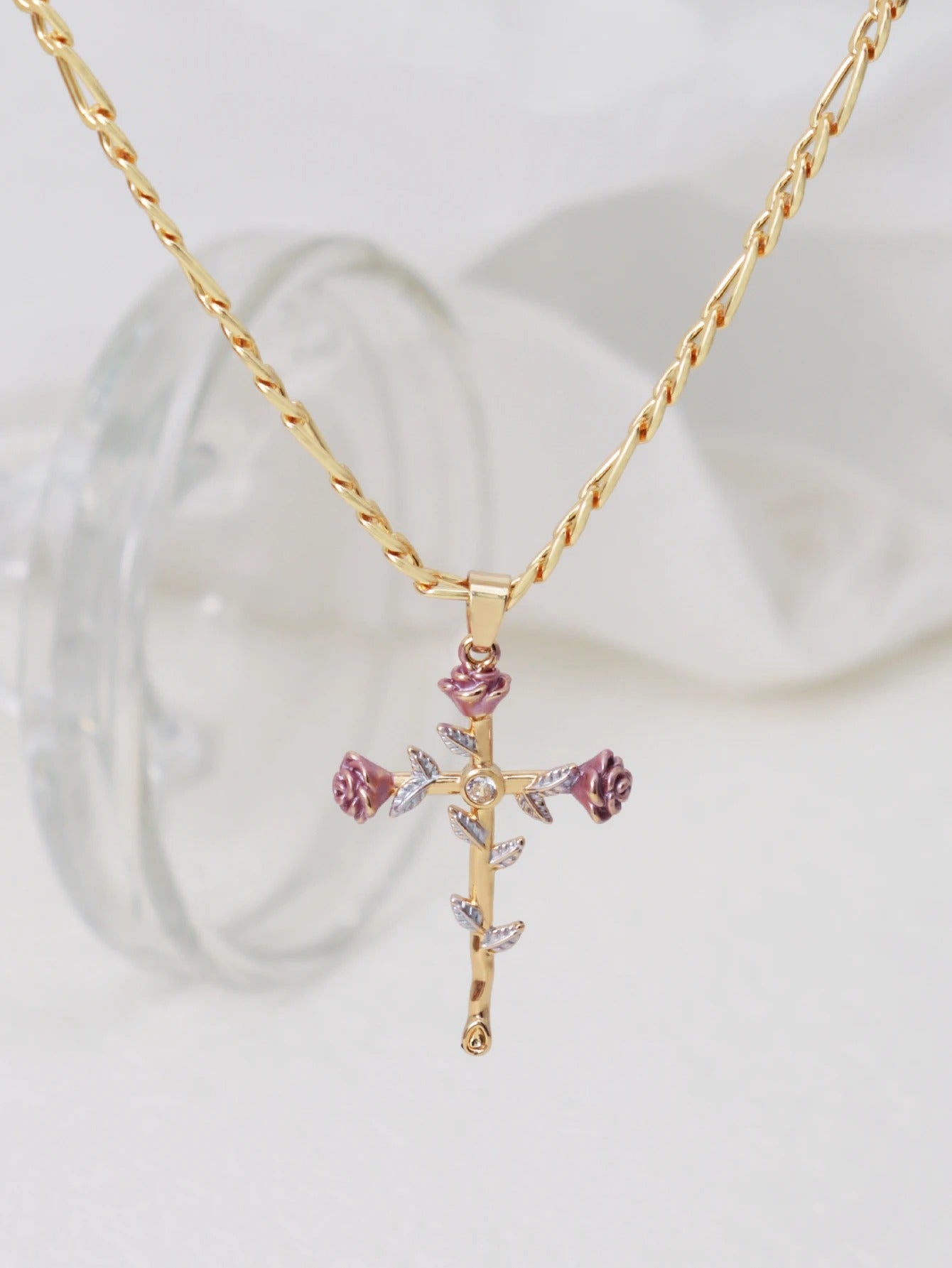 Eternal Bloom Rose Cross Necklace
