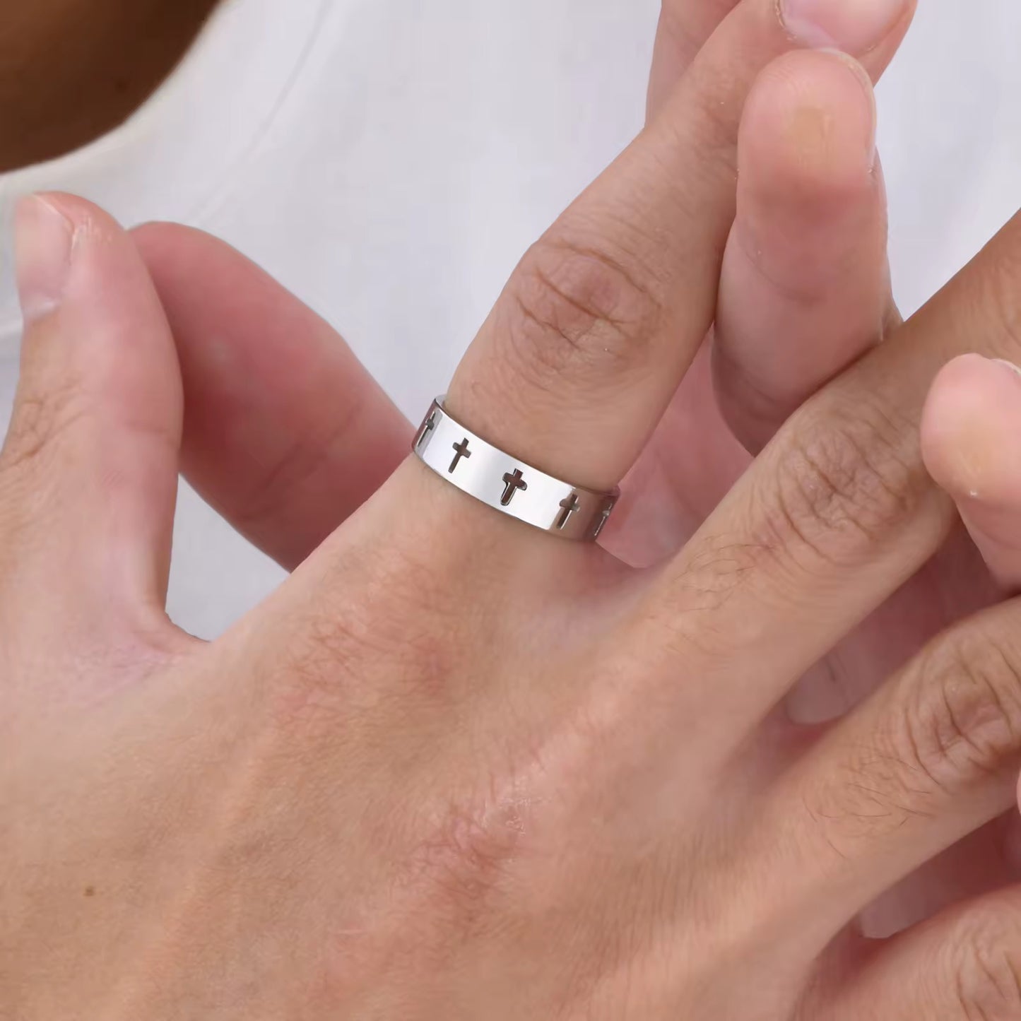 Anchored in Christ Cross Ring