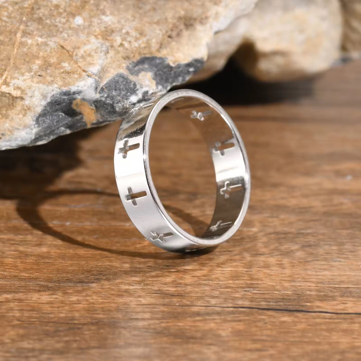 Anchored in Christ Cross Ring