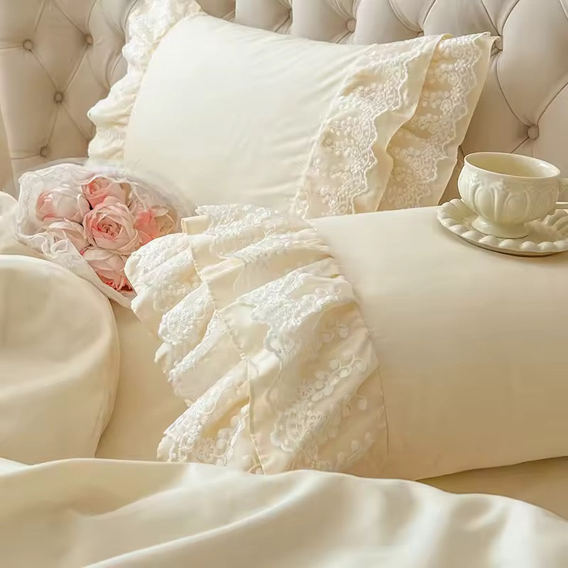 Beige French Princess Lace Bedding set