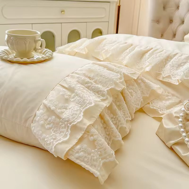 Beige French Princess Lace Bedding set