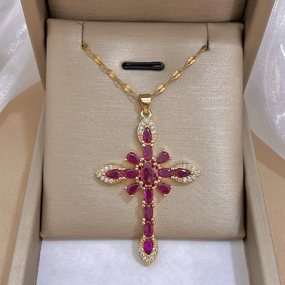 Devotion Zirconia Cross Necklace