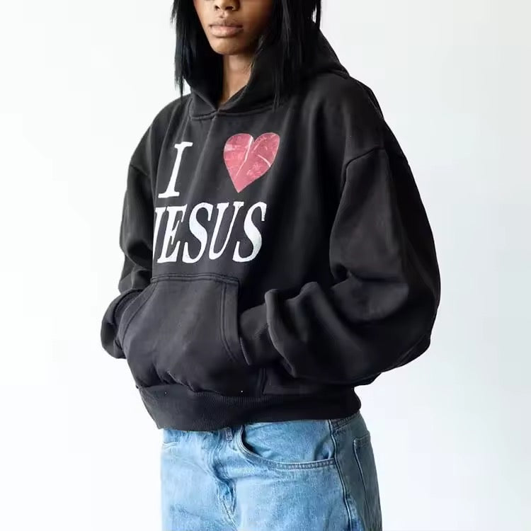 “I ❤️ Jesus” Black Hoodie