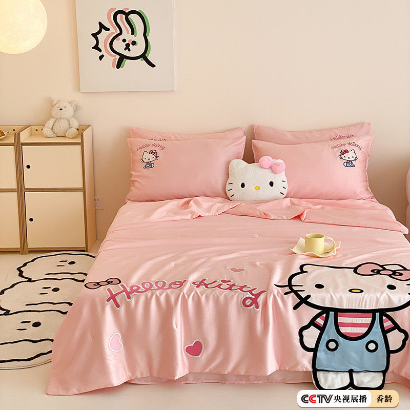 Hello Kitty Pink Satin Bedding Set