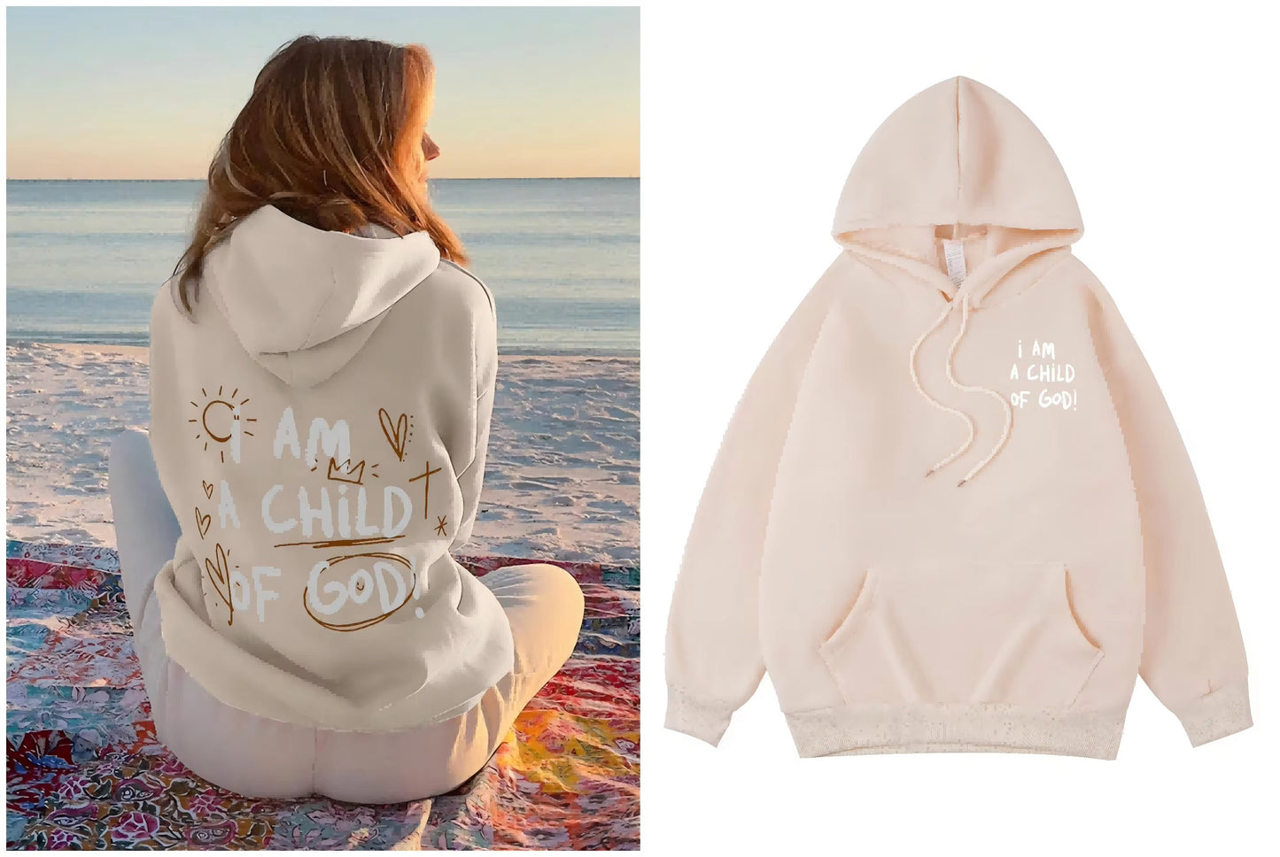 “I Am a Child of God” Cream Oversized Hoodie