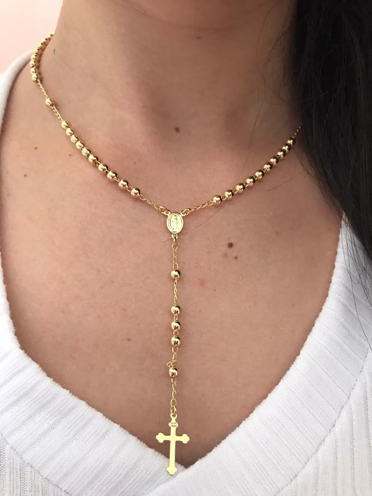 Golden Devotion Rosary Necklace