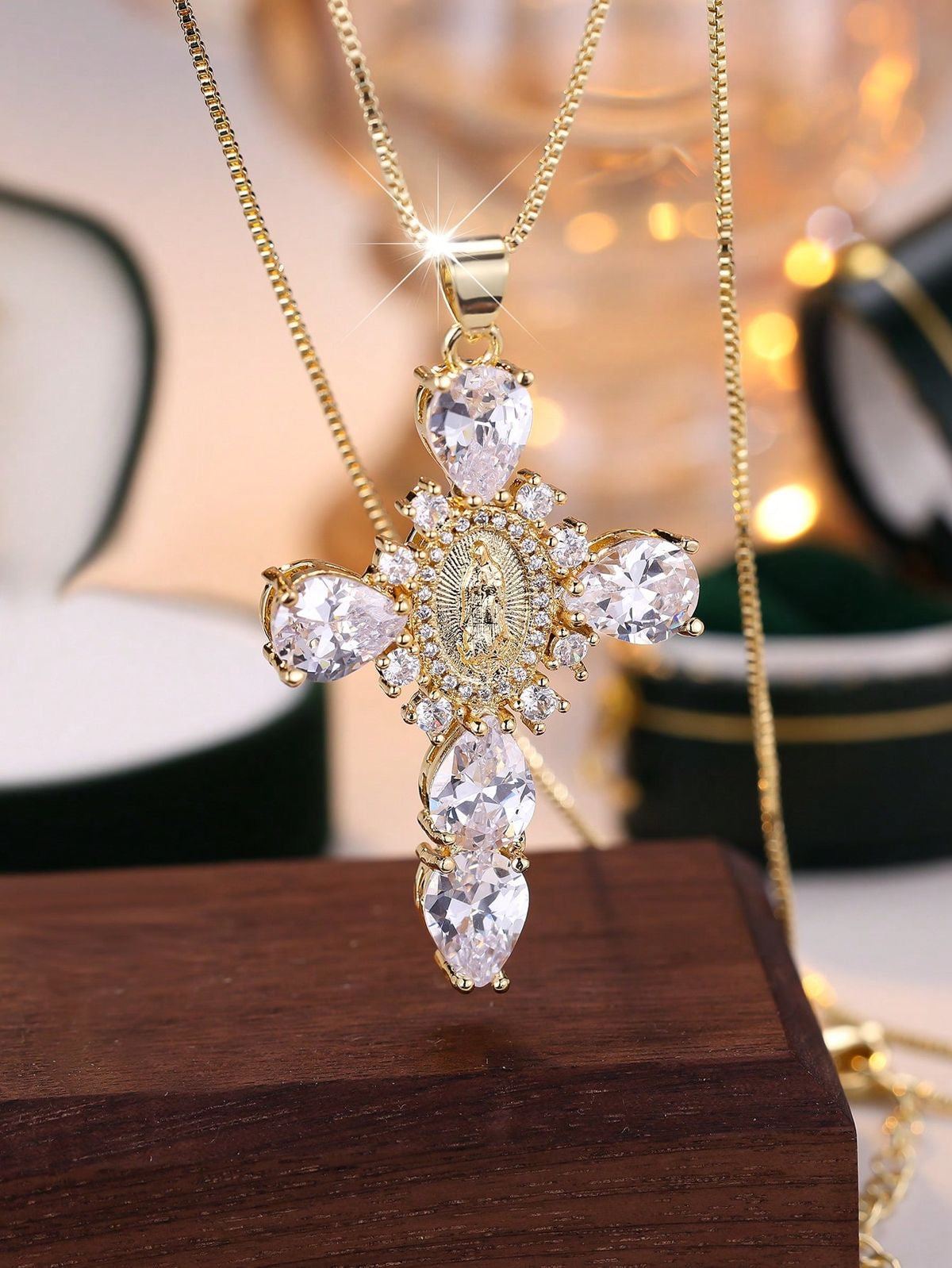 Our Lady of Light Cross Necklace