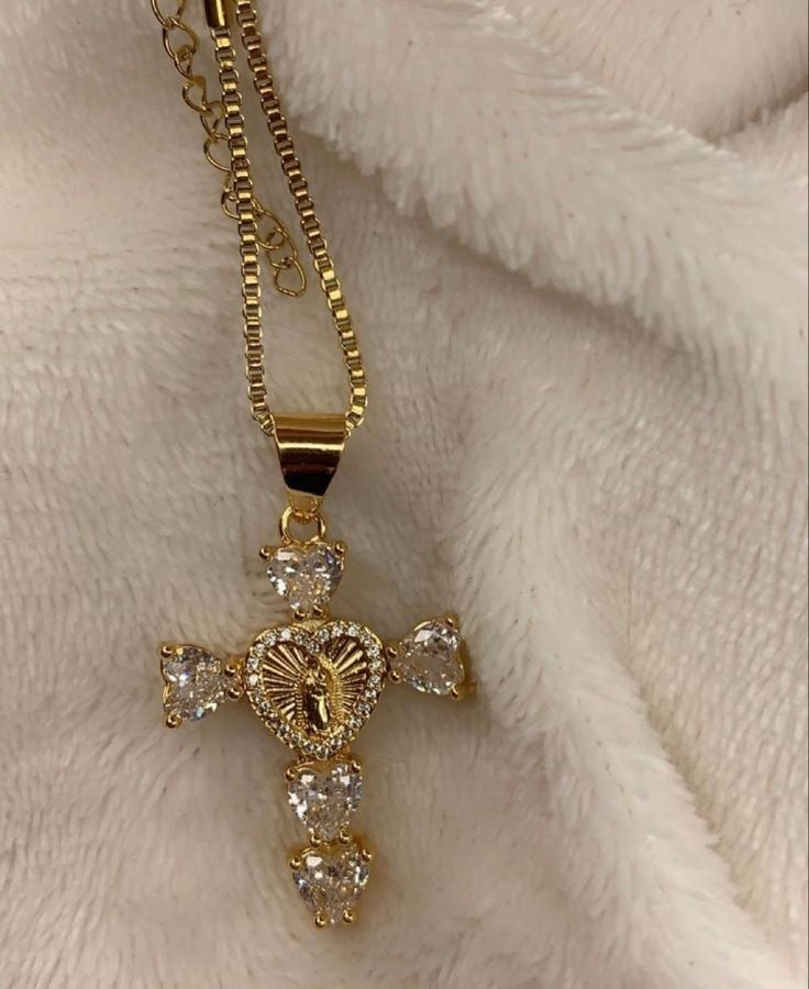 Immaculate Heart Cross Necklace