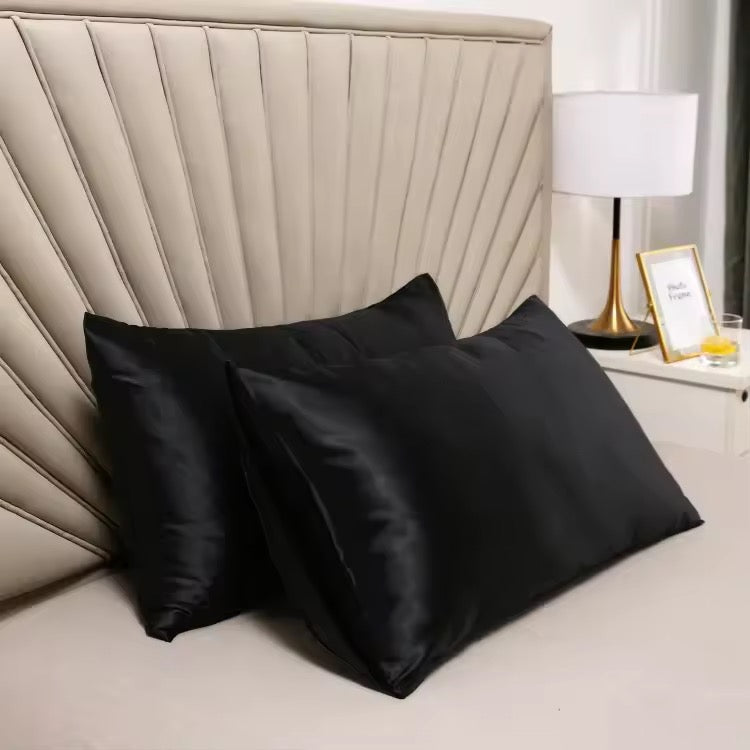 Midnight Satin Veil Pillowcase