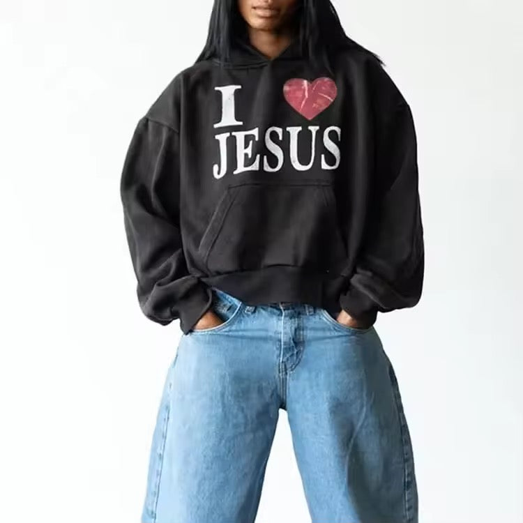 “I ❤️ Jesus” Black Hoodie