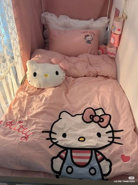 Hello Kitty Pink Satin Bedding Set