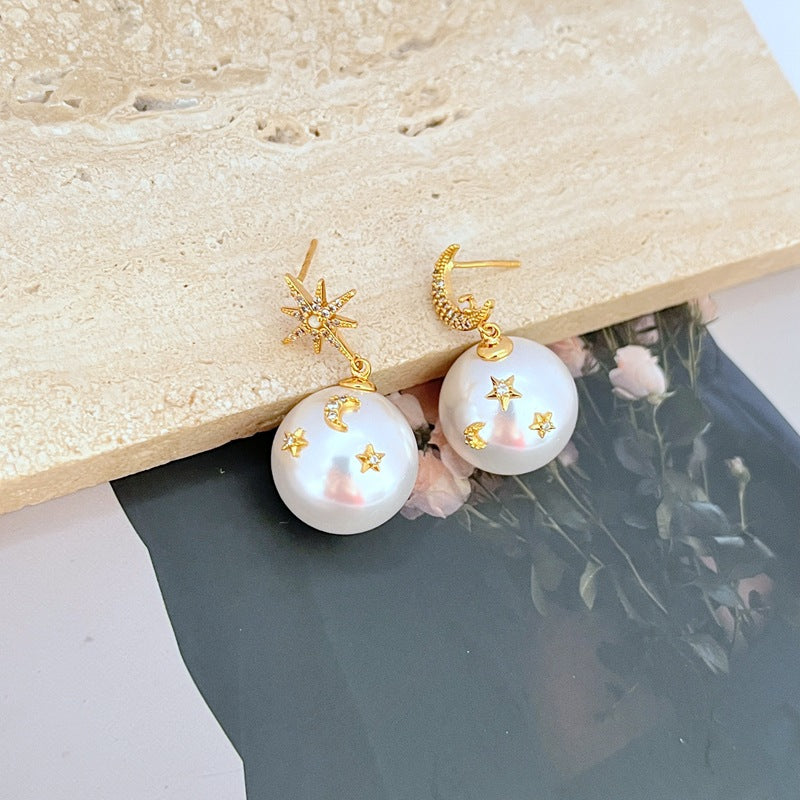 Cosmic Celestial Pearl Earrings