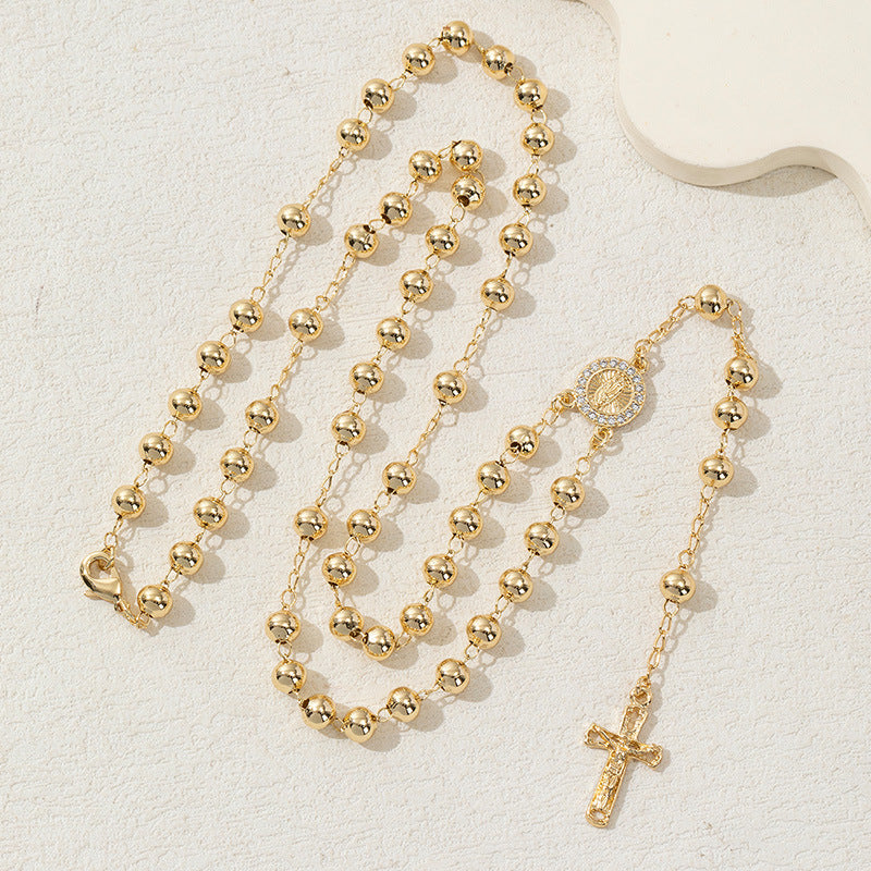 Golden Devotion Rosary Necklace
