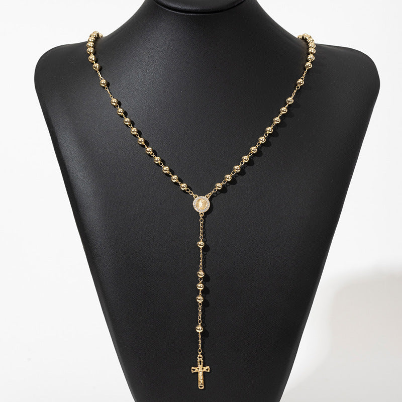 Golden Devotion Rosary Necklace