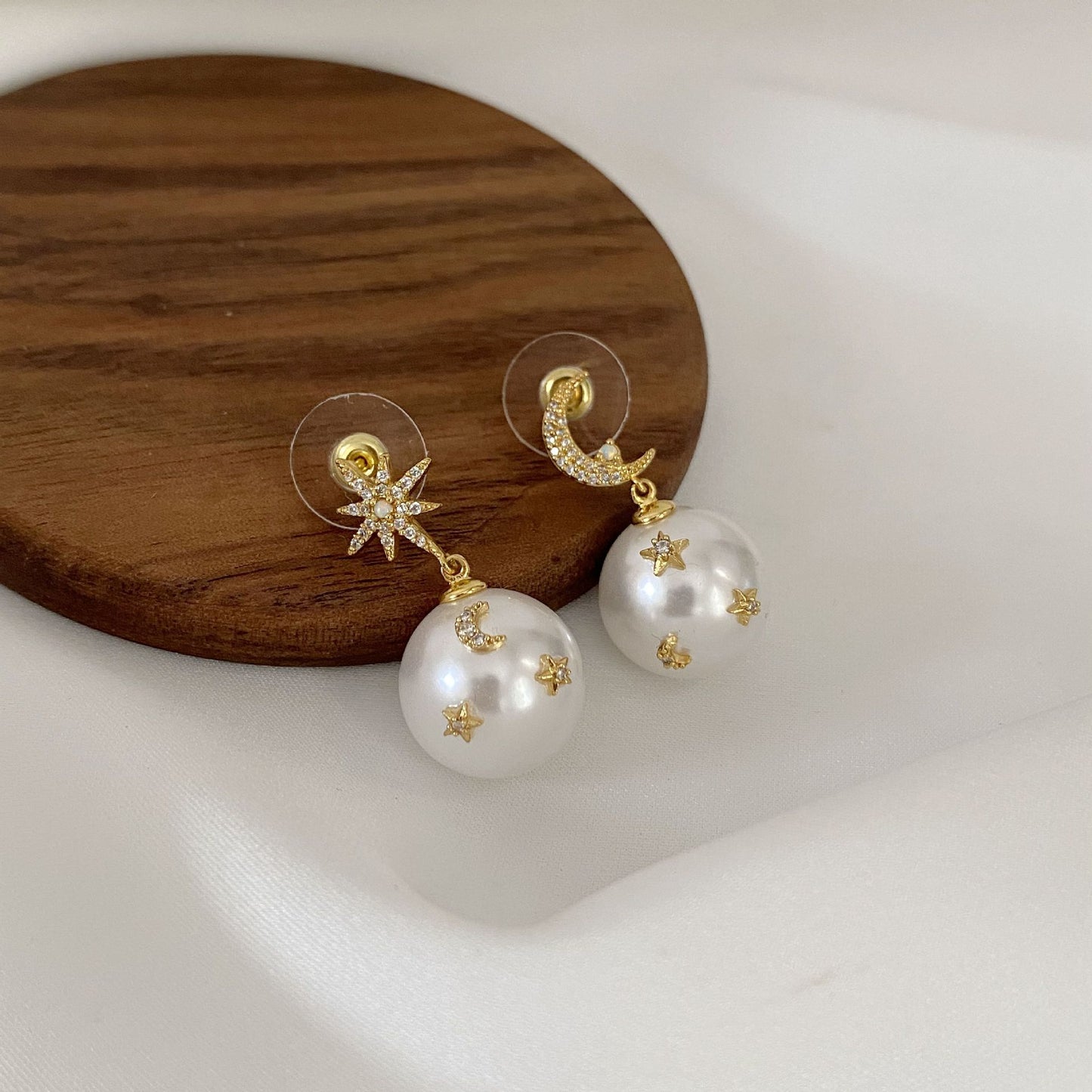 Cosmic Celestial Pearl Earrings