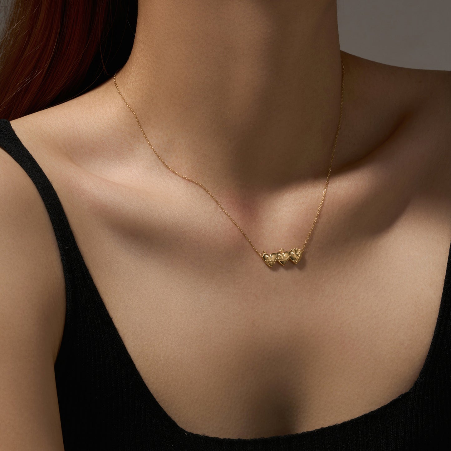 Holy Trio Sacred Hearts Necklace