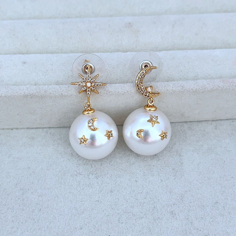 Cosmic Celestial Pearl Earrings