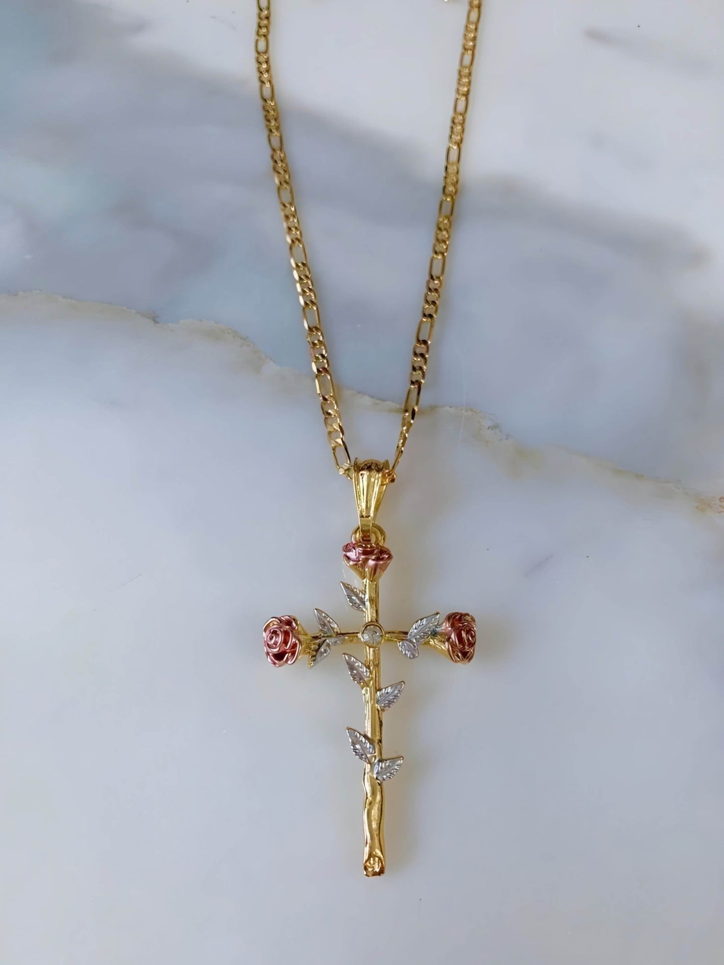 Eternal Bloom Rose Cross Necklace
