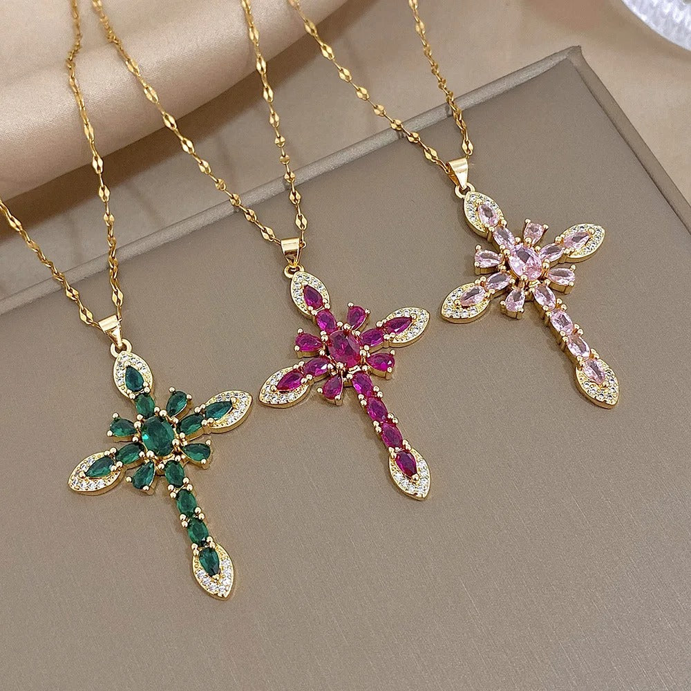 Devotion Zirconia Cross Necklace