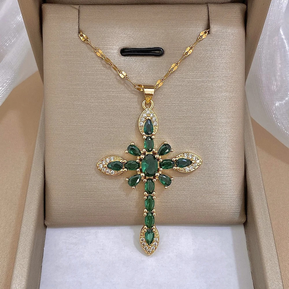 Devotion Zirconia Cross Necklace