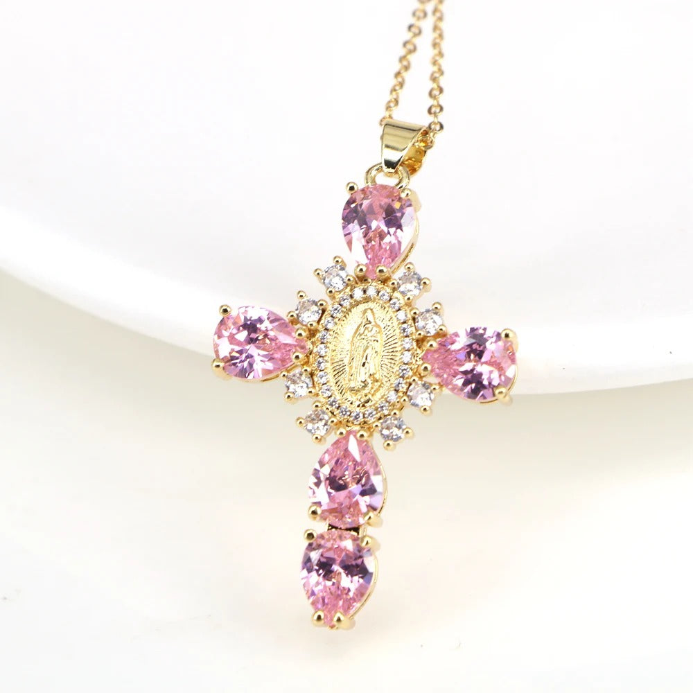 Divine Mercy Gold Cross Necklace