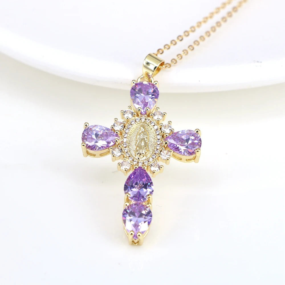 Divine Mercy Gold Cross Necklace