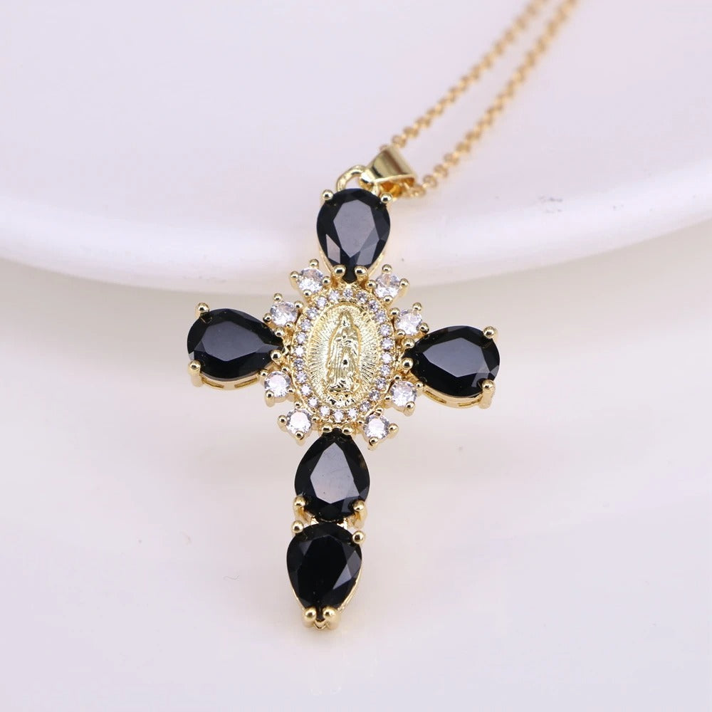 Divine Mercy Gold Cross Necklace
