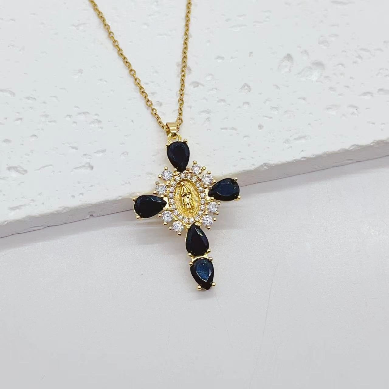 Divine Mercy Gold Cross Necklace