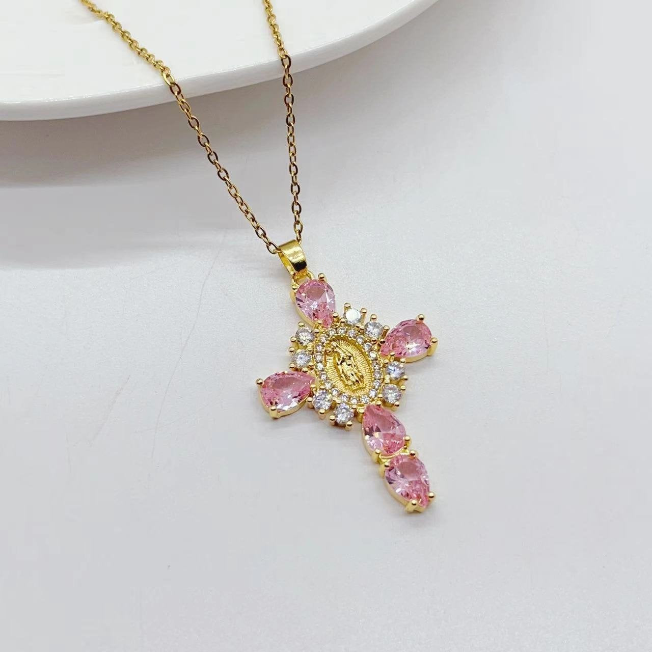 Divine Mercy Gold Cross Necklace
