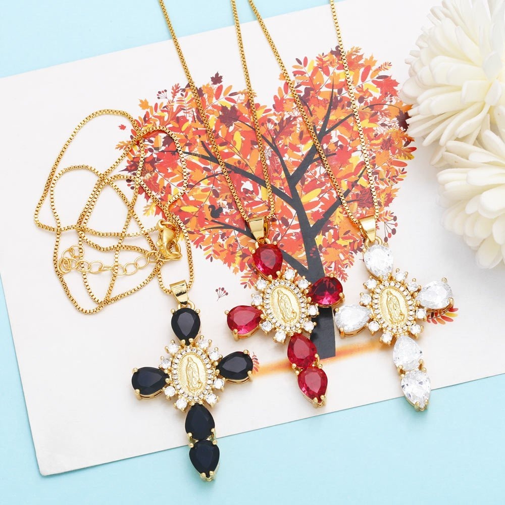 Divine Mercy Gold Cross Necklace