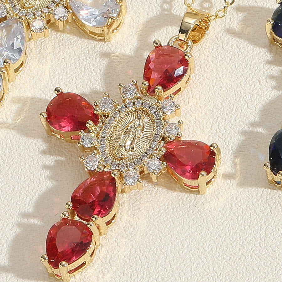 Divine Mercy Gold Cross Necklace