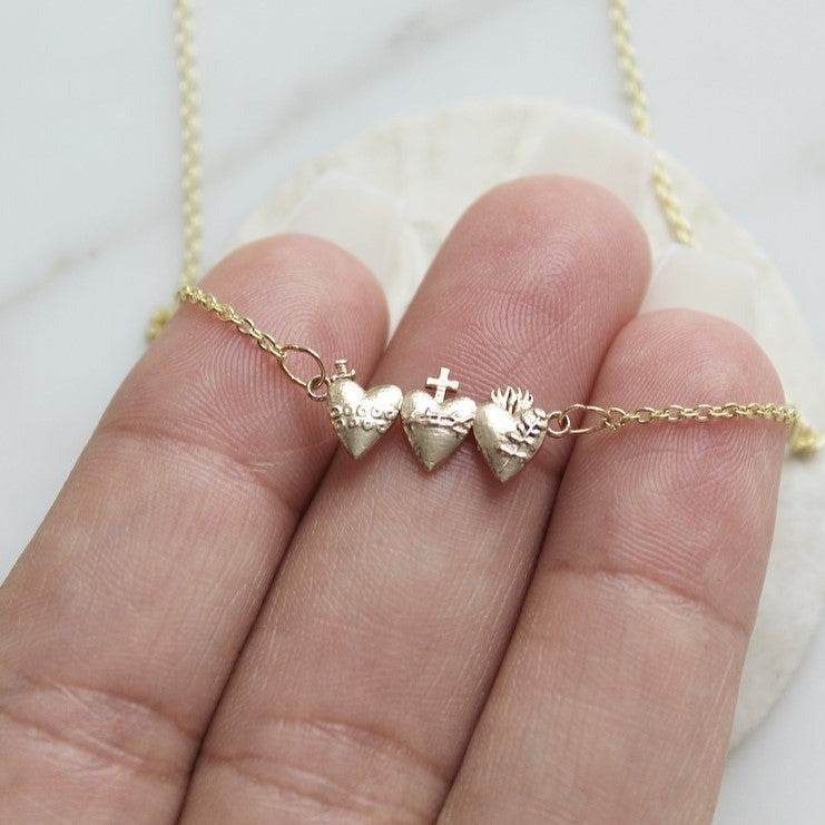Holy Trio Sacred Hearts Necklace