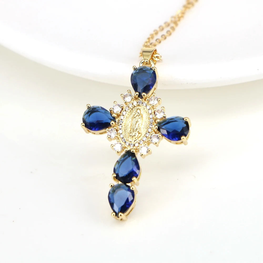 Divine Mercy Gold Cross Necklace
