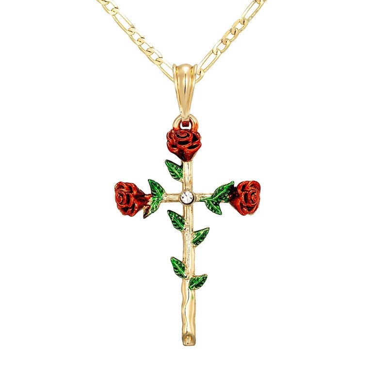 Eternal Bloom Rose Cross Necklace