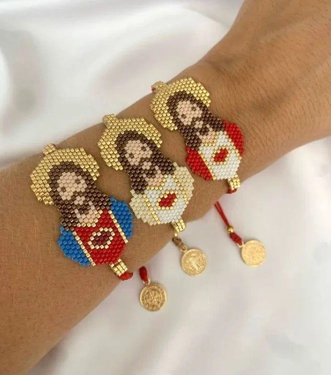 Sacred Heart Of Jesus Miyuki Beaded Bracelet